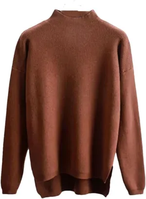 Women Style Loose Sweater Pullover Half Turtleneck Long Sleeve Oversized Knit Sweater