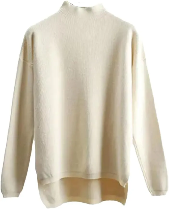 Women Style Loose Sweater Pullover Half Turtleneck Long Sleeve Oversized Knit Sweater