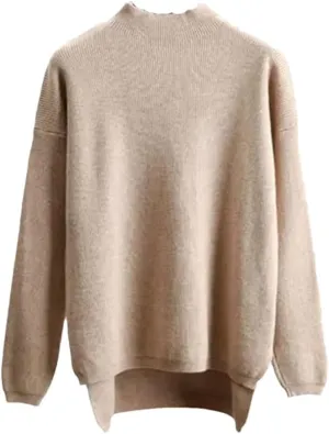 Women Style Loose Sweater Pullover Half Turtleneck Long Sleeve Oversized Knit Sweater