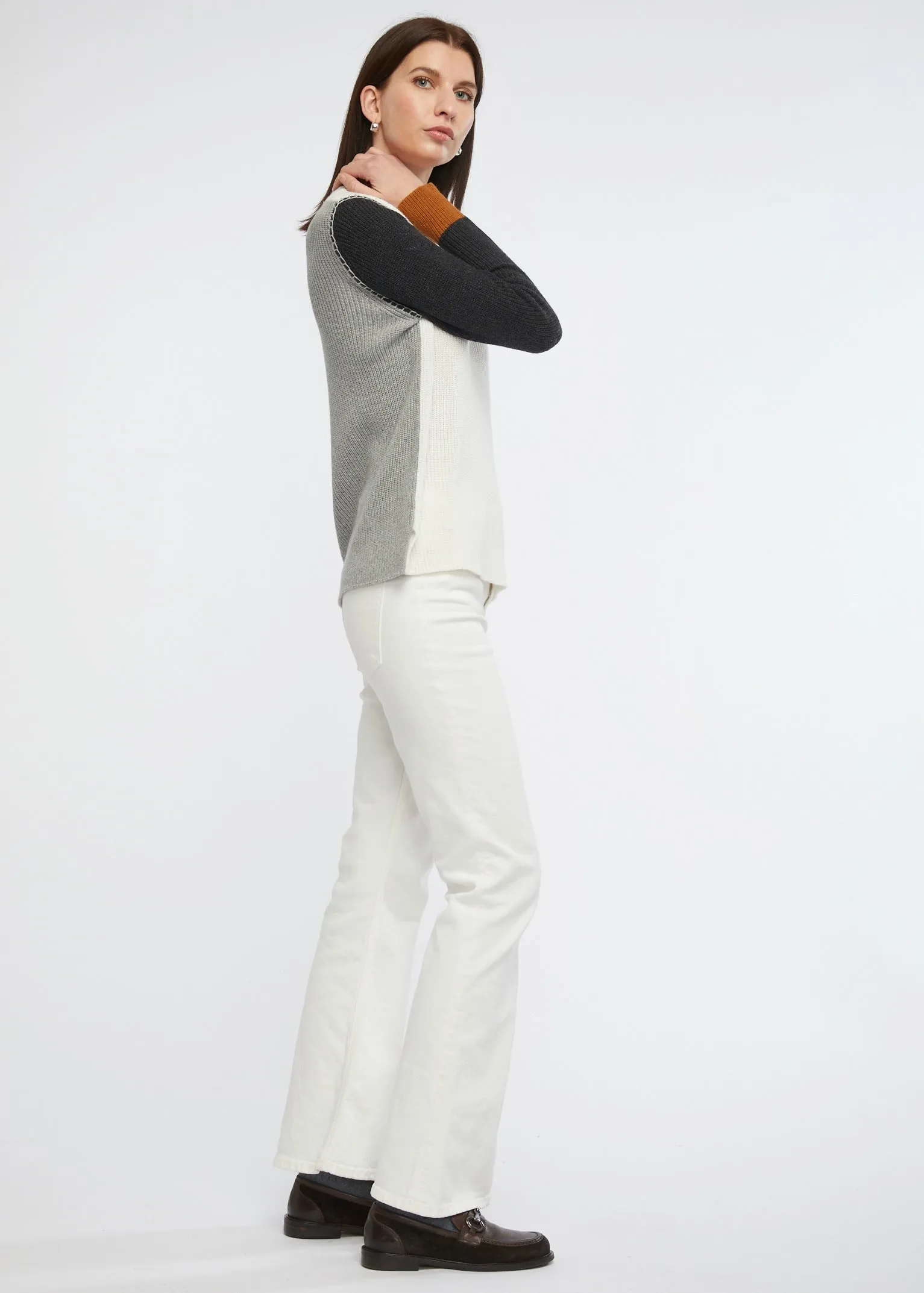 Zaket & Plover Stitch Trim Jumper - White